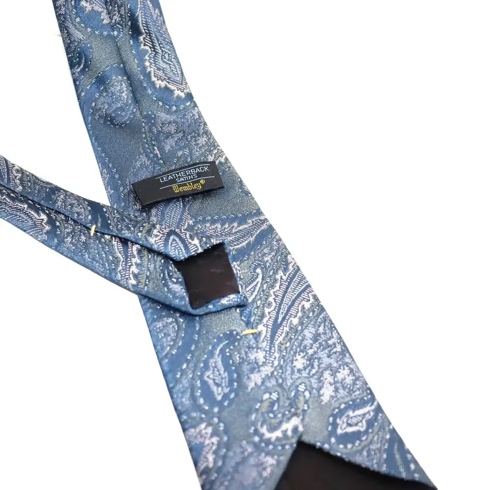Leatherback Satin Wembley Blue Paisley Silk Tie‎ Classic 3
